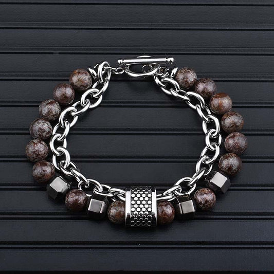 Titanium Steel Men's Gallstone Bracelet