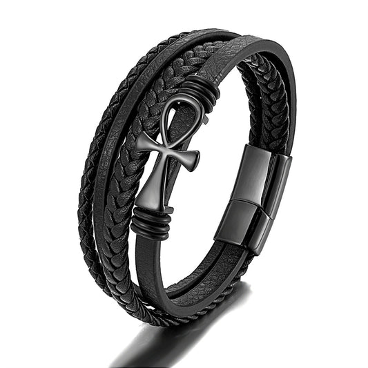 Men's Multi-layer Unk Bracelet with Magnetic Clasp